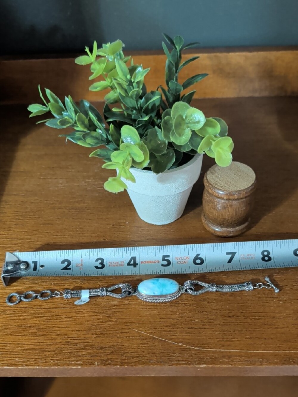 Sterling Silver Blue Larimar Oval Statement Bracelet - Picture 7 of 7